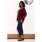 AMNESIA 2624-1002 Amirold V nyakú pulóver (bordó)