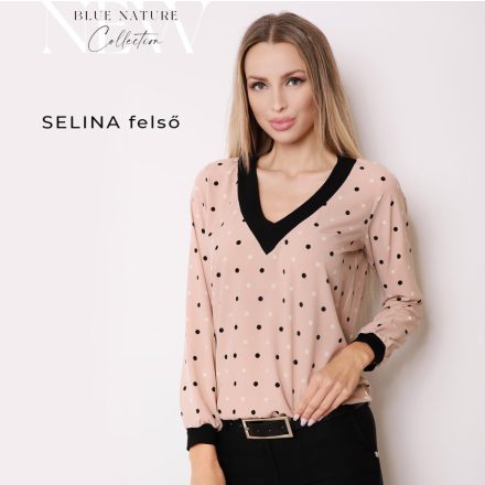 BLUE NATURE Selina mintás felső (bézs-fekete-mintás)