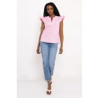 AMNESIA 2617-2084 Gombi blúz (rózsaszín csíkos)