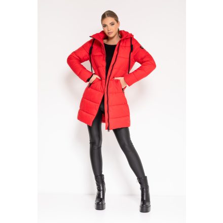 AMNESIA 2218-3004 M1648 Ferde zippes 3/4-es kabát (piros)