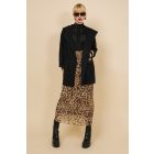 AMNESIA 2426-3002 Hosszú velúr kardigán (fekete)