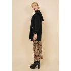 AMNESIA 2426-3002 Hosszú velúr kardigán (fekete)