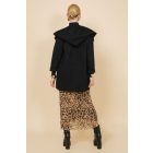 AMNESIA 2426-3002 Hosszú velúr kardigán (fekete)