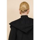 AMNESIA 2426-3002 Hosszú velúr kardigán (fekete)