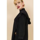 AMNESIA 2426-3002 Hosszú velúr kardigán (fekete)