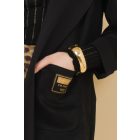 AMNESIA 2426-3002 Hosszú velúr kardigán (fekete)