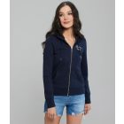 RETRO JEANS Amfora cipzáras kapucnis pulóver (sötétkék)