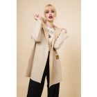 AMNESIA 2426-3002 Hosszú velúr kardigán (bézs)