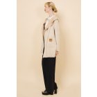 AMNESIA 2426-3002 Hosszú velúr kardigán (bézs)