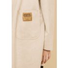 AMNESIA 2426-3002 Hosszú velúr kardigán (bézs)