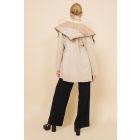 AMNESIA 2426-3002 Hosszú velúr kardigán (bézs)