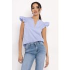 AMNESIA 2617-2084 Gombi blúz (kék-fehér csíkos)