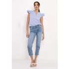 AMNESIA 2617-2084 Gombi blúz (kék-fehér csíkos)