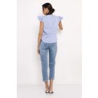 AMNESIA 2617-2084 Gombi blúz (kék-fehér csíkos)