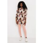 AMNESIA 2617-2073 Doby tunika (bézs/betűs)