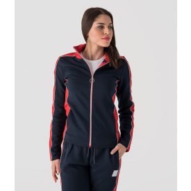 RETRO JEANS Helene cipzáros pulóver (sötétkék-piros)